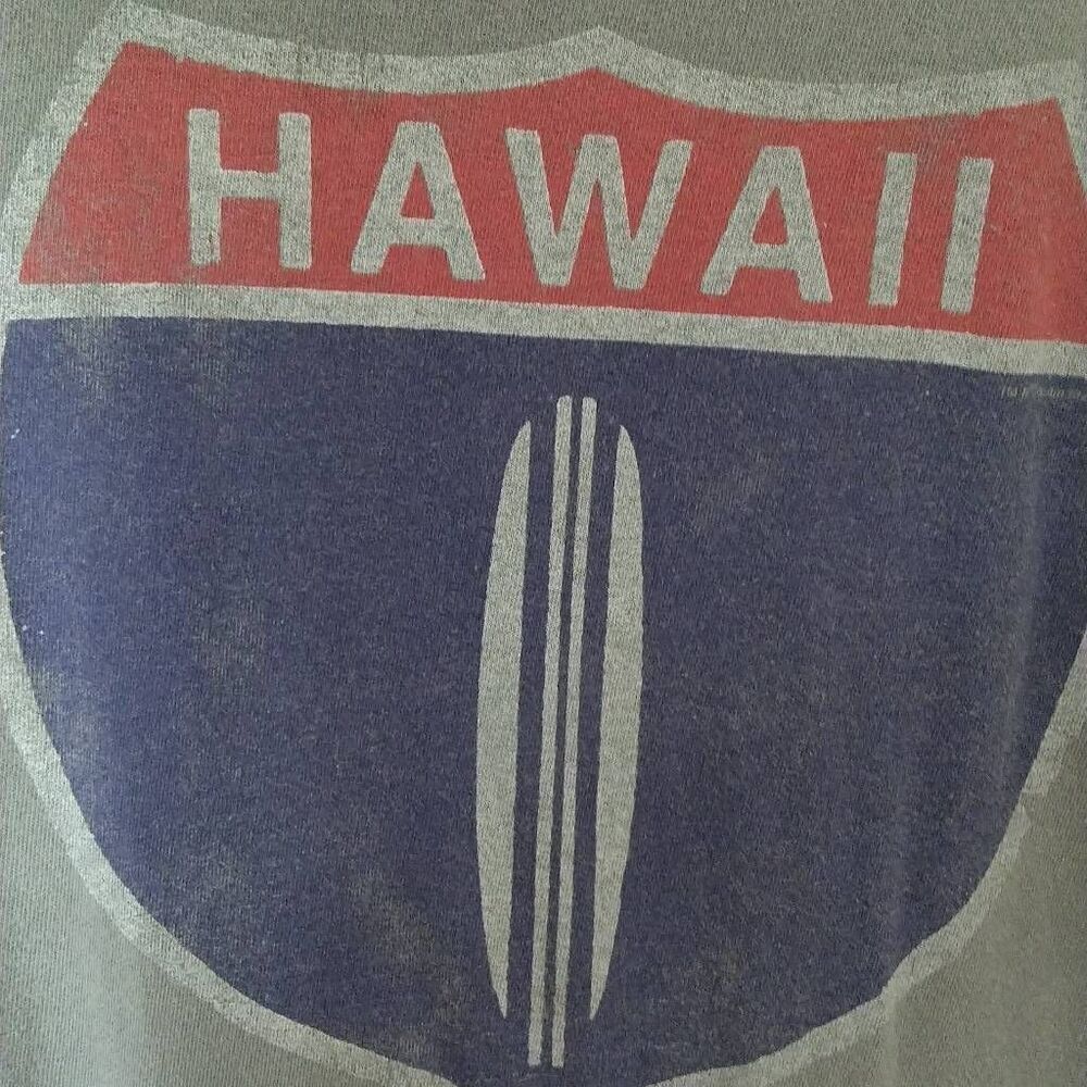 Vintage Hawaii Route One Surfboard By Malibu Shirts, Medium Long-Sleeved